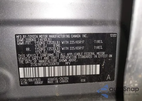 2023 Toyota Rav4 Le z USA, uszkodzony, nr VIN 2T3G1RFVXPC330819